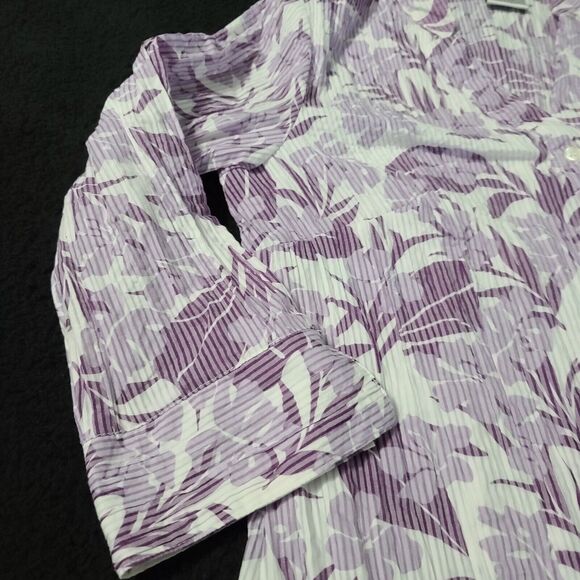 Fred David Petites Womens Button Up Blouse Multicolor Size PM Polyester Blend - Picture 10 of 12